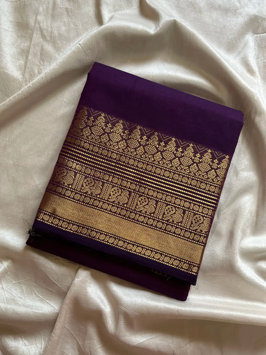 Subtle Weaves | Dark Purple Kanchi Cotton Saree