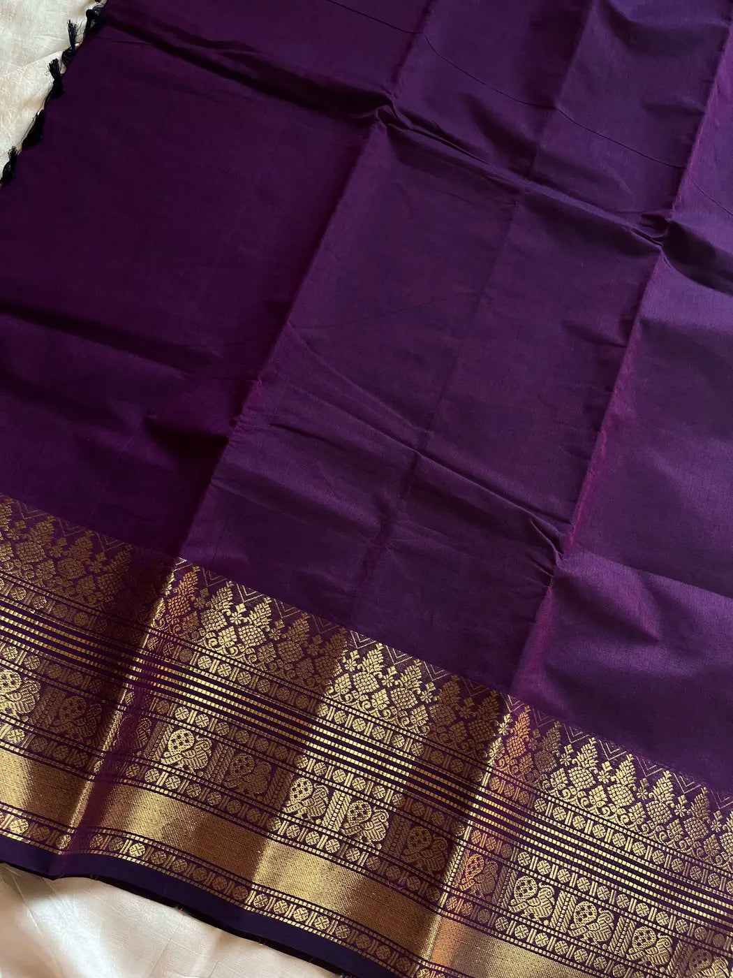 Subtle Weaves | Dark Purple Kanchi Cotton Saree