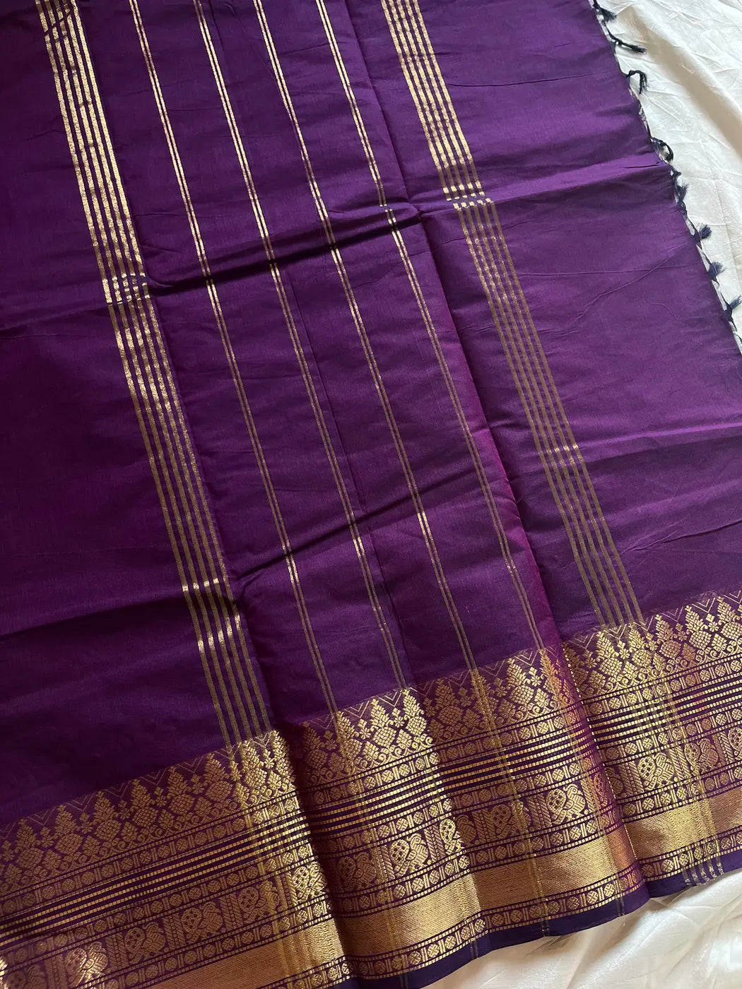 Subtle Weaves | Dark Purple Kanchi Cotton Saree