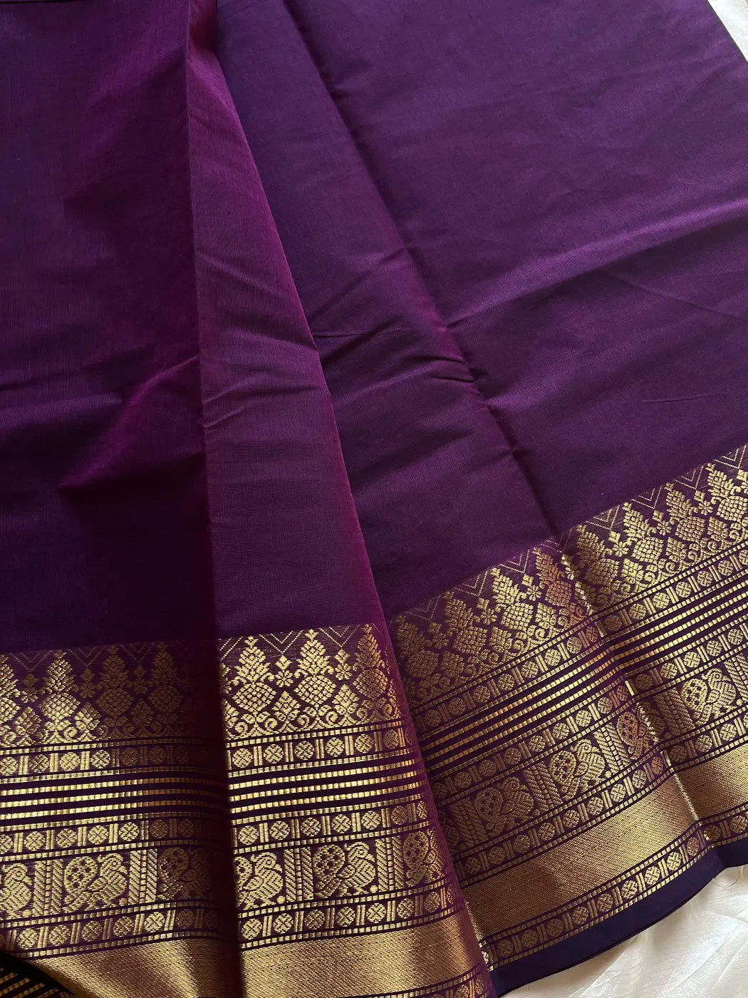 Subtle Weaves | Dark Purple Kanchi Cotton Saree