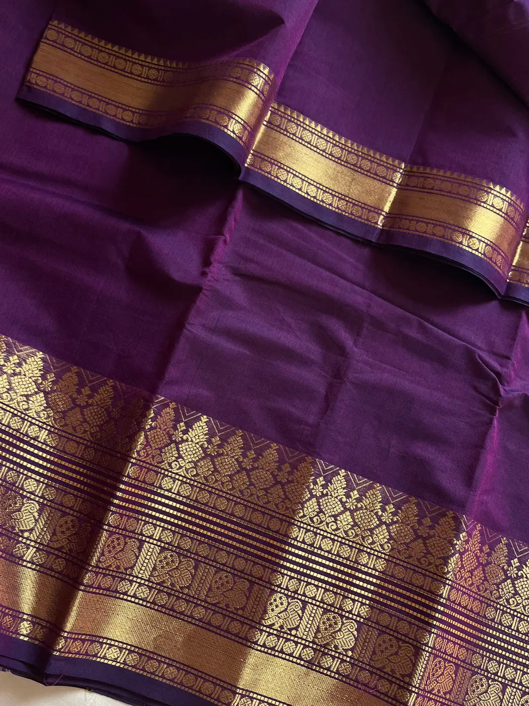 Subtle Weaves | Dark Purple Kanchi Cotton Saree