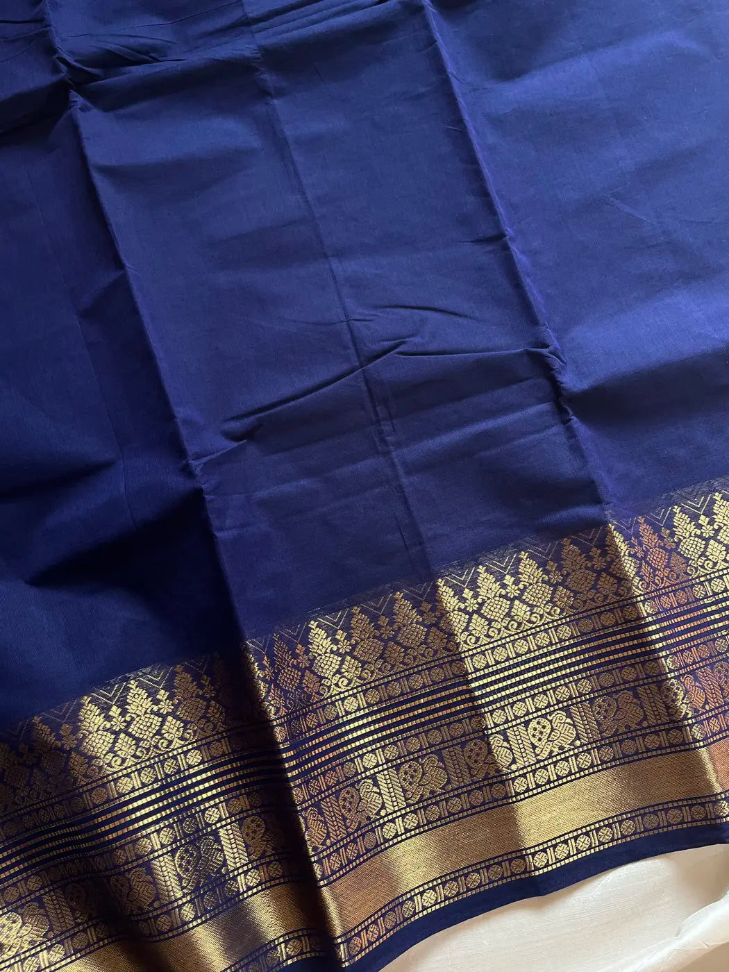 Subtle Weaves | Navy Blue Kanchi Cotton Saree