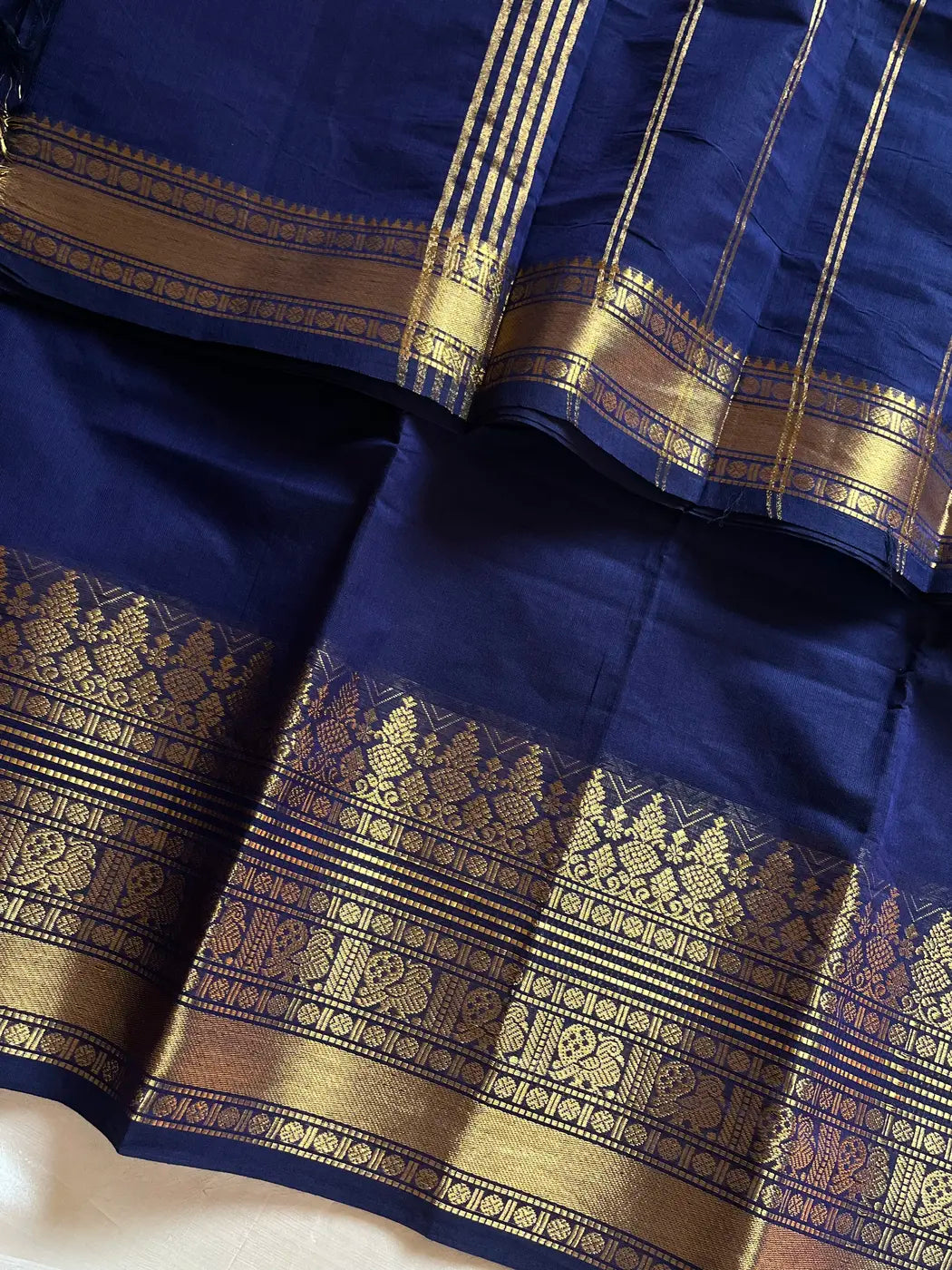 Subtle Weaves | Navy Blue Kanchi Cotton Saree