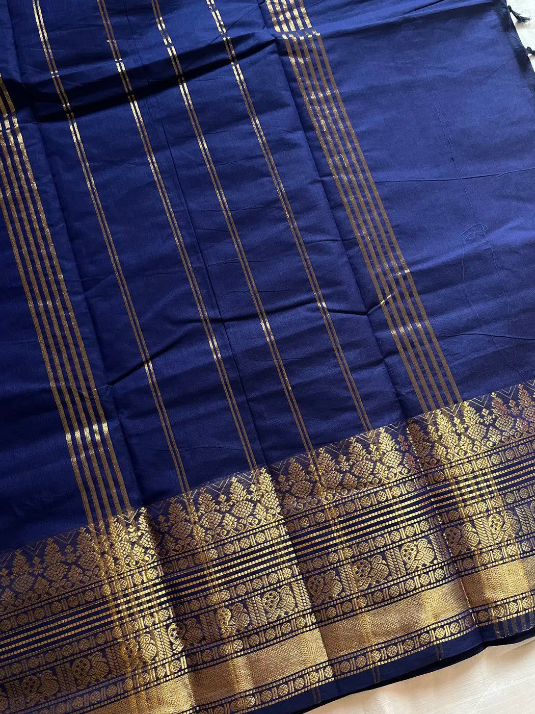 Subtle Weaves | Navy Blue Kanchi Cotton Saree