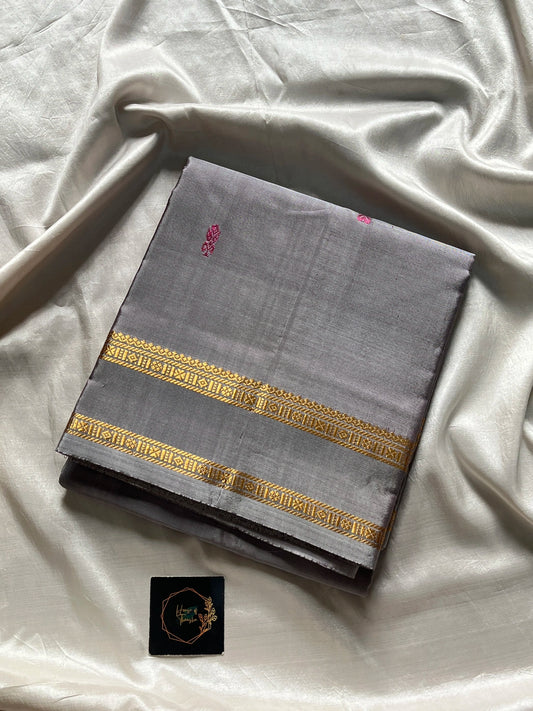 Vegan Silks | Chinnalampattu Saree – Pastel Grey