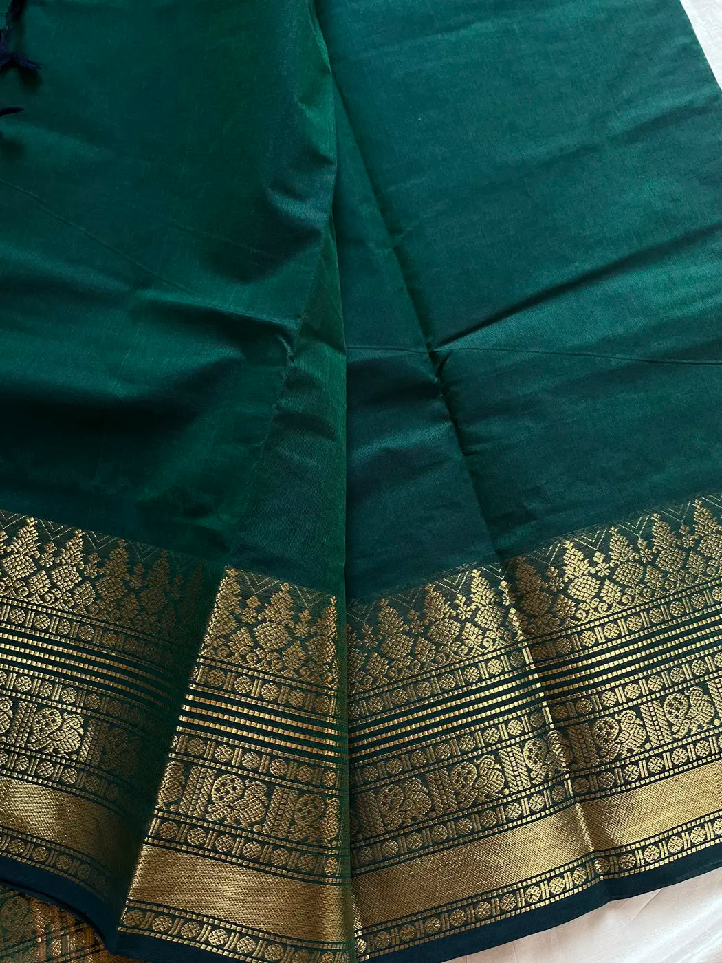 Subtle Weaves | Dark Green Kanchi Cotton Saree