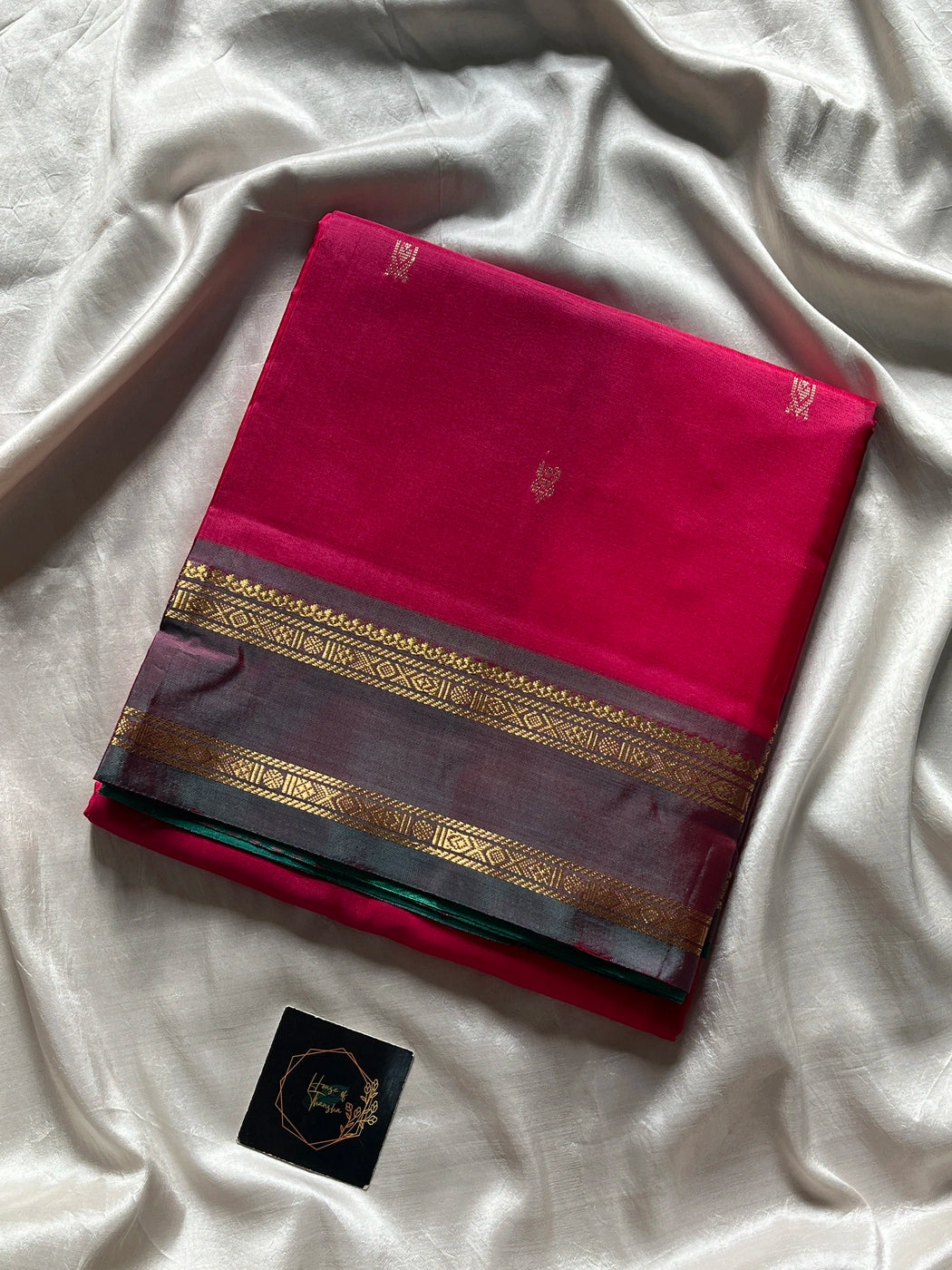Vegan Silks | Chinnalampattu Saree – Deep Pink & Green