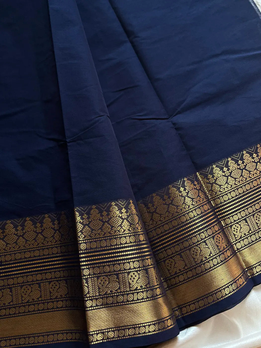 Subtle Weaves | Dark Blue Kanchi Cotton Saree