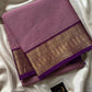 Pastel Lavender Chettinadu Cotton Saree with Dark Magenta Zari Border – House of Thansha