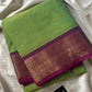 Green Chettinadu Cotton Saree with Purple Zari Border – House of Thansha