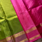 Vegan Silks | Chinnalampattu Saree – Parrot Green & Pink