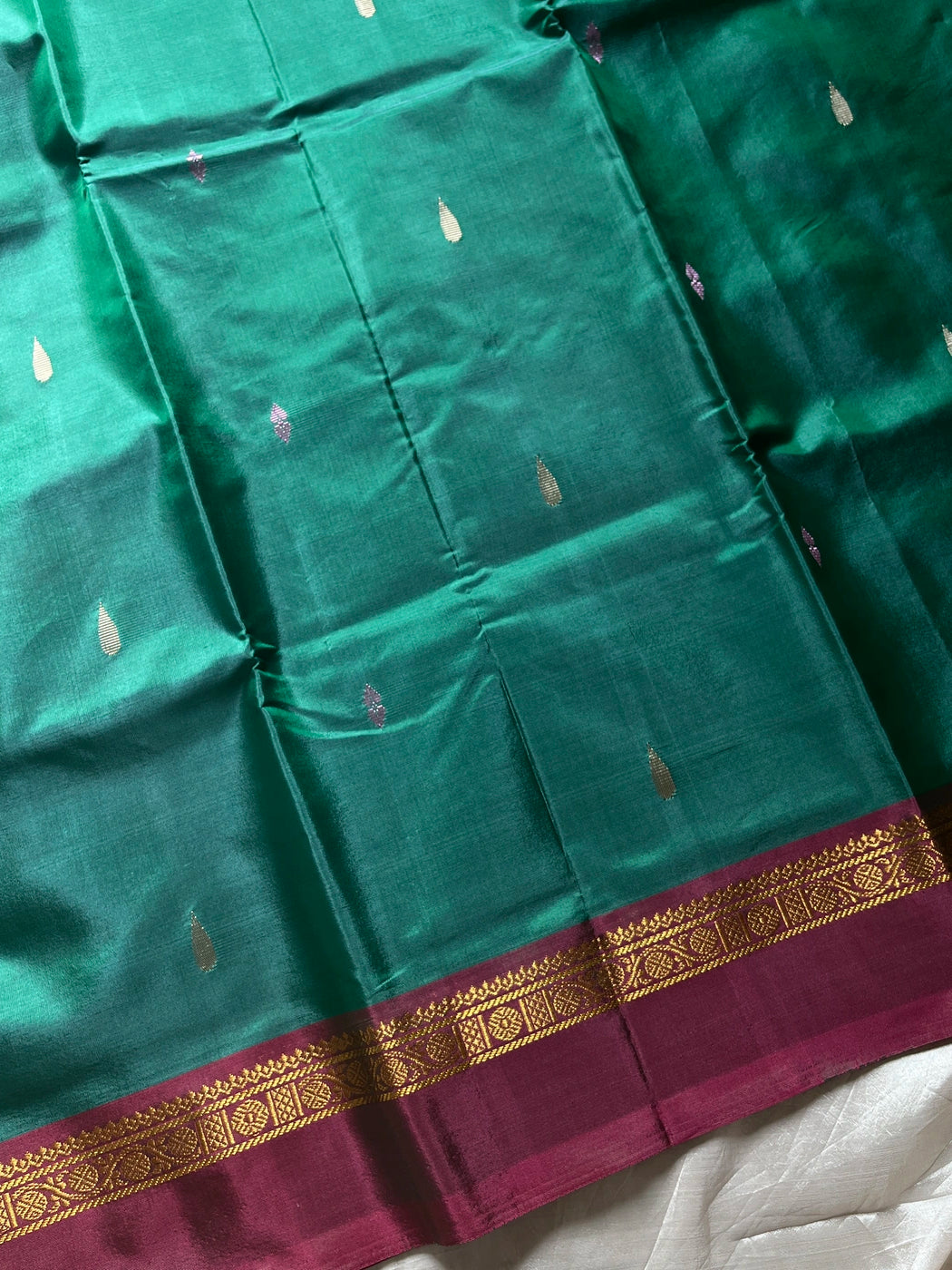 Vegan Silks | Chinnalampattu Saree – Green & Pink