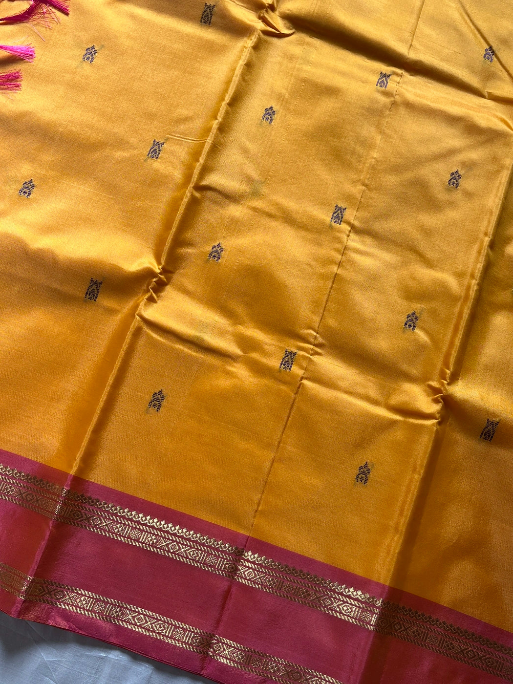 Vegan Silks | Chinnalampattu Saree – Mango Yellow & Pink