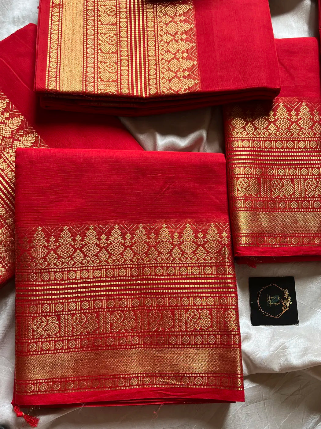 Subtle Weaves | Red Kanchi Cotton Saree