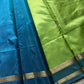 Vegan Silks | Chinnalampattu Saree – Green & SkyBlue
