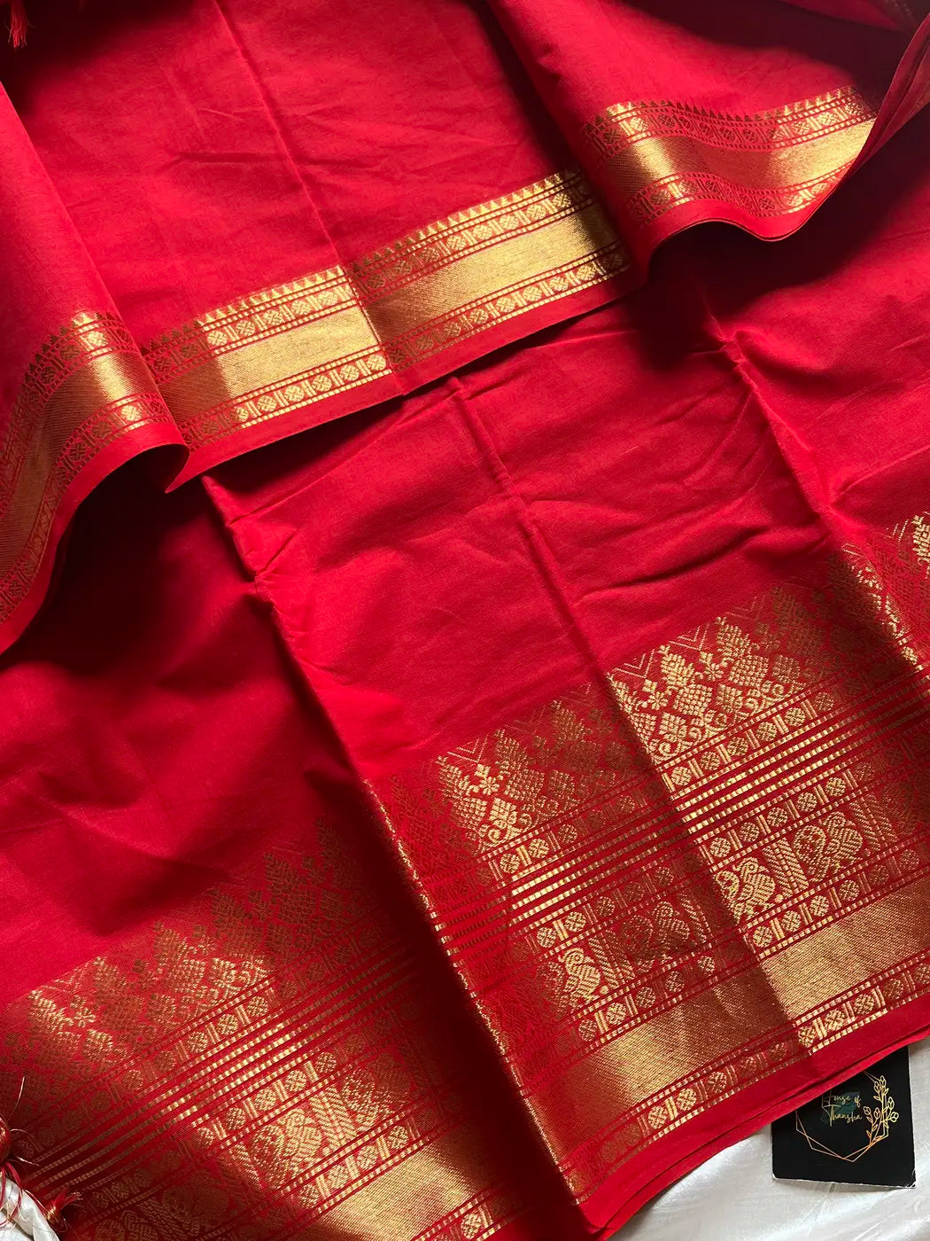 Subtle Weaves | Red Kanchi Cotton Saree