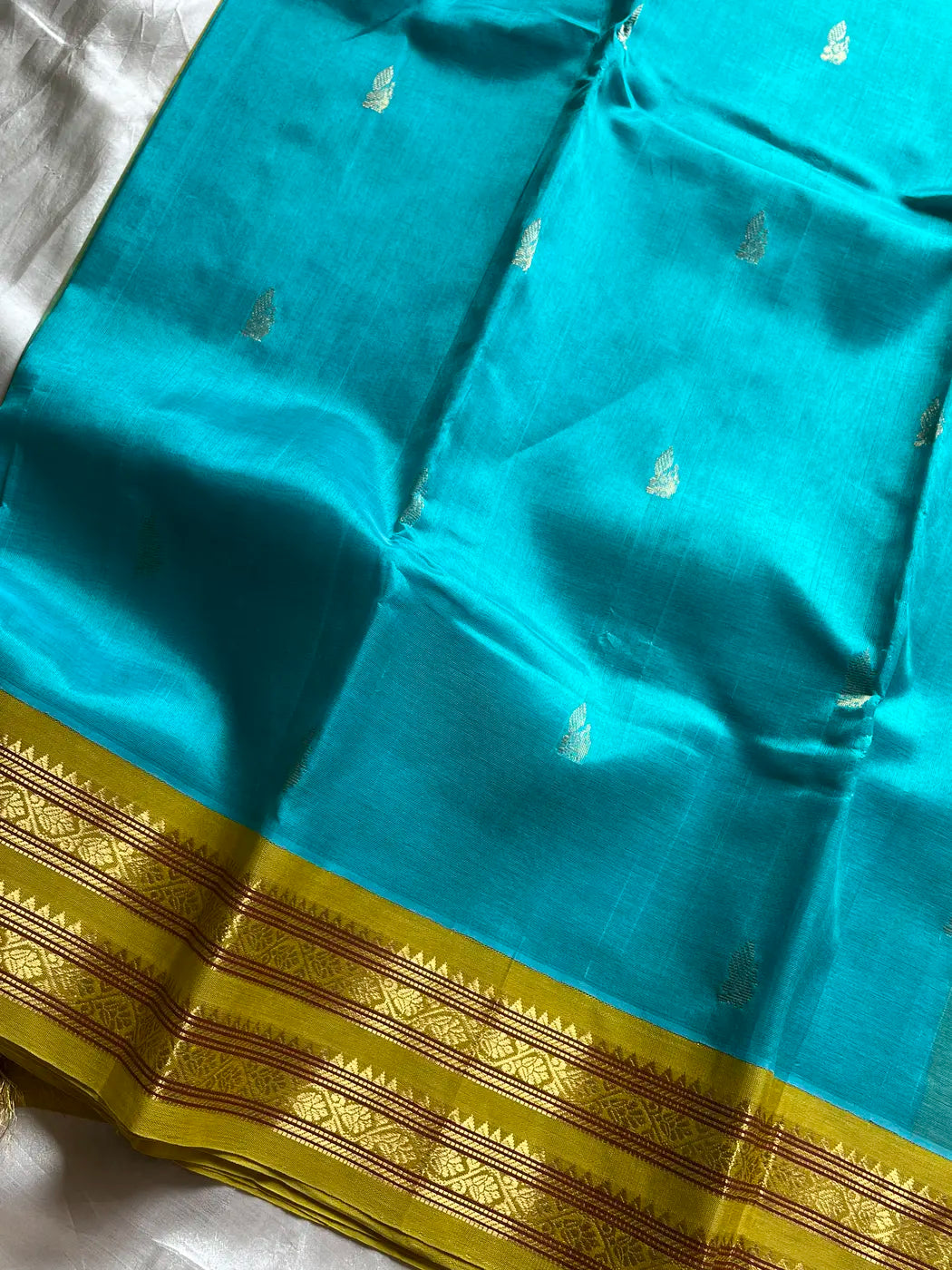 Kanchivaram Korvai Silk Cotton Saree - Sky Blue