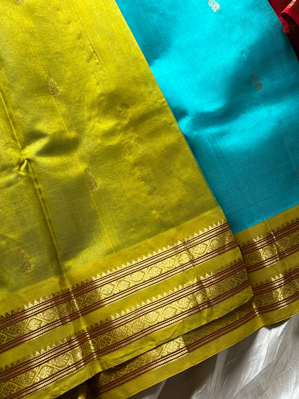 Kanchivaram Korvai Silk Cotton Saree - Sky Blue