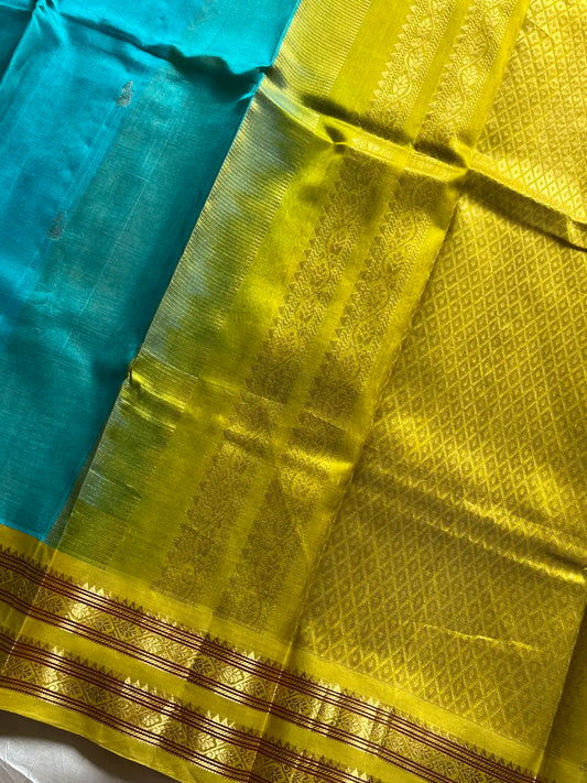 Kanchivaram Korvai Silk Cotton Saree - Sky Blue