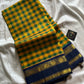 Paalum Pazhamum Kattam – Yellow Blue Checks Kanchi Silkcotton