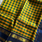 Paalum Pazhamum Kattam – Yellow Blue Checks Kanchi Silkcotton
