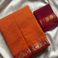 Mini Kattam – Orangish Yellow Checked Chettinadu Cotton Saree