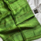 Emerald green handloom Matka silk saree with coin-like gini weave and muslin pallu – House of Thansha