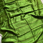 Emerald green handloom Matka silk saree with coin-like gini weave and muslin pallu – House of Thansha