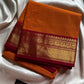 Subtle Weaves | Orange Kanchi Cotton Saree