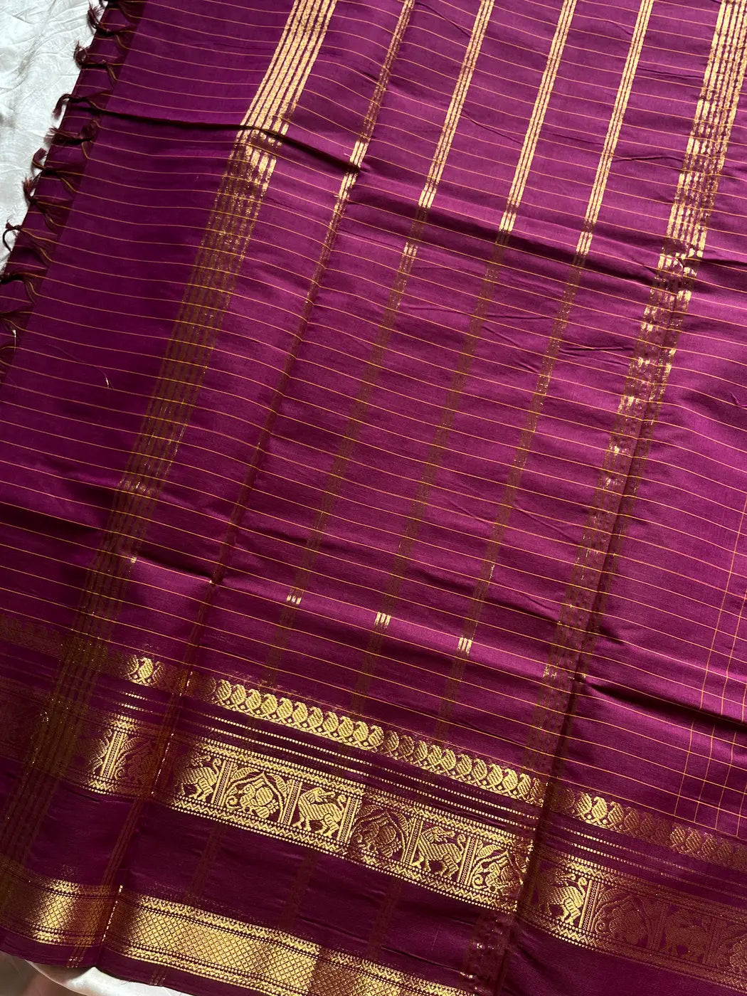 Kattam Edit – Mulberry Purple Checked Chettinadu Cotton Saree