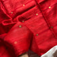 Red pure handloom Matka silk saree with gini weave and muslin pallu – House of Thansha