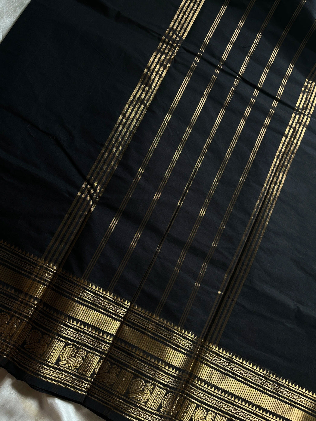 Subtle Weaves | Black Kanchi Cotton Saree