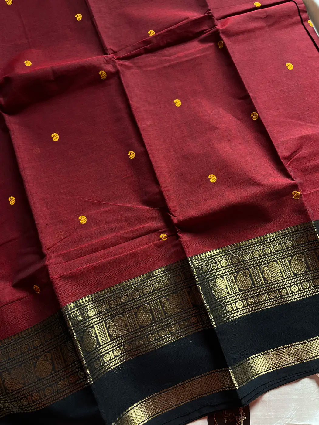 Vintage Loom Edit | Maroon Chettinadu Cotton Saree