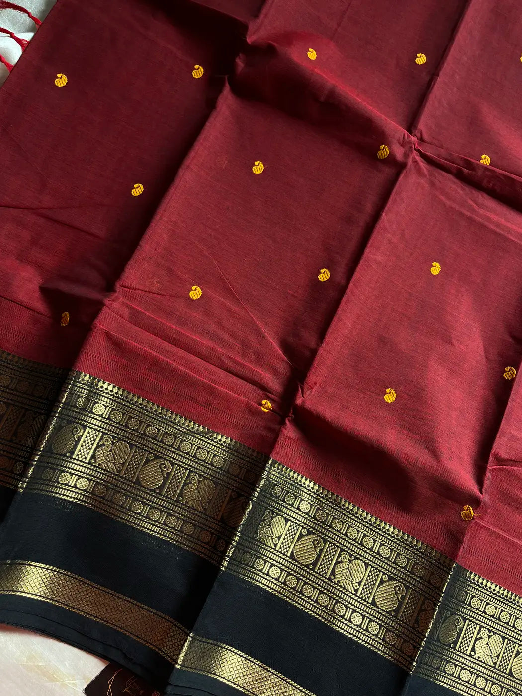 Vintage Loom Edit | Maroon Chettinadu Cotton Saree