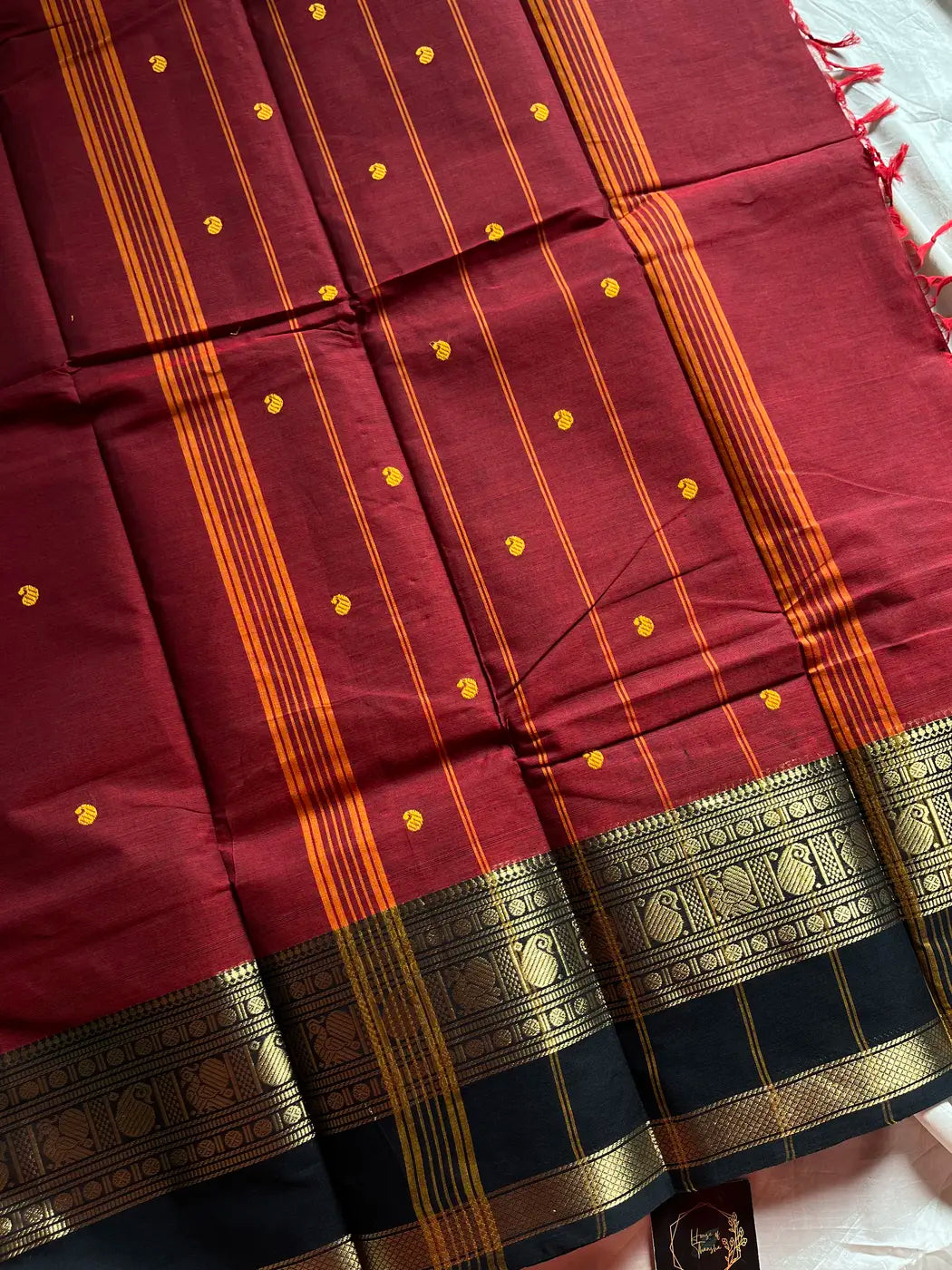Vintage Loom Edit | Maroon Chettinadu Cotton Saree
