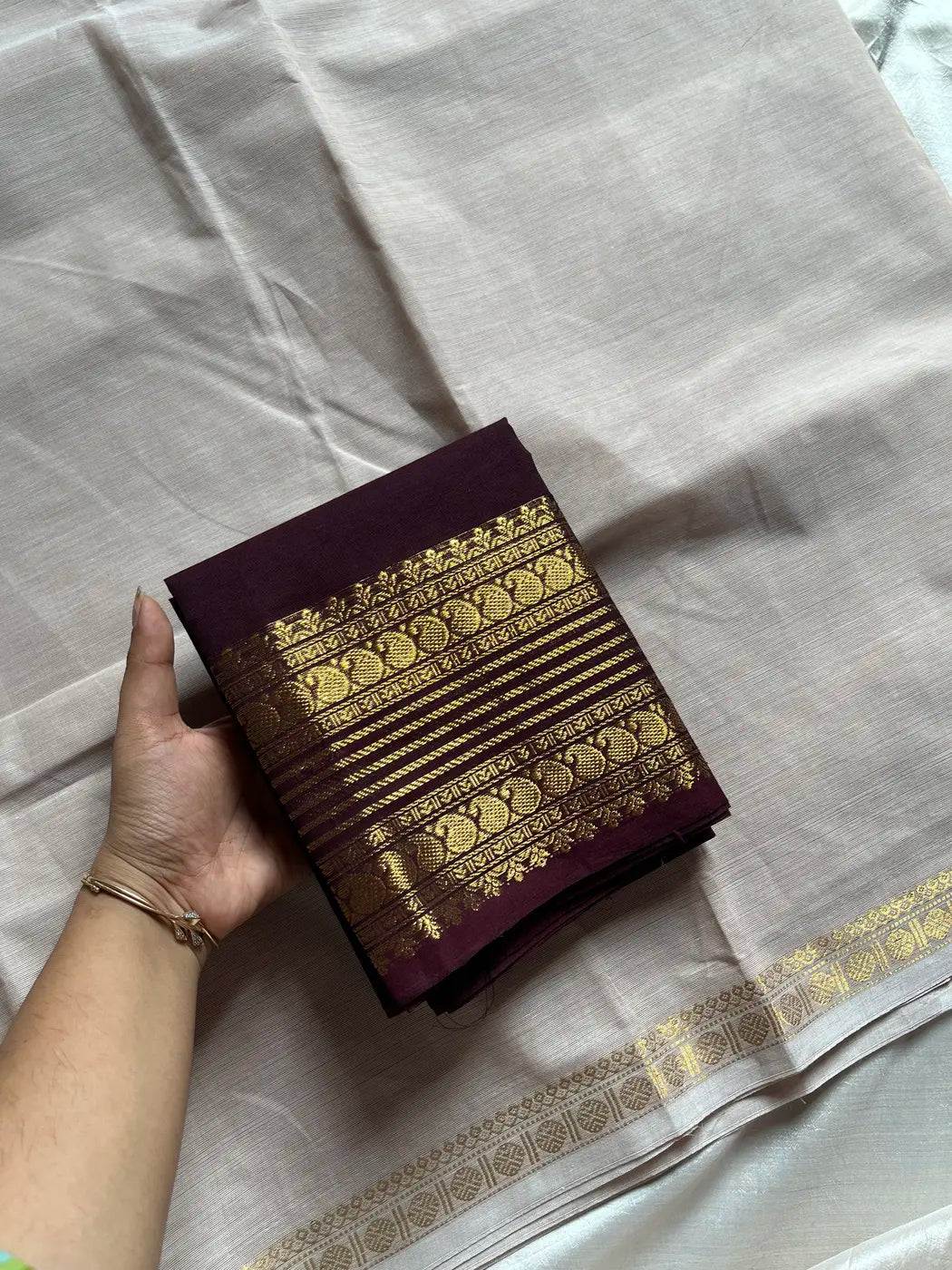 Subtle Weaves | Beige & Brown Chettinadu Cotton Saree