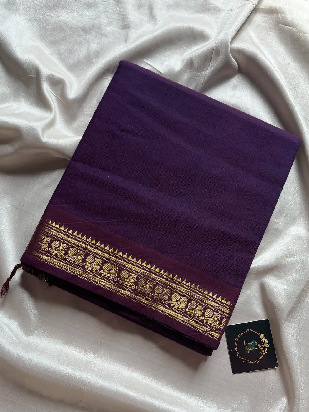 Minimal Border Edit - Royal Purple Kanchi Cotton Saree