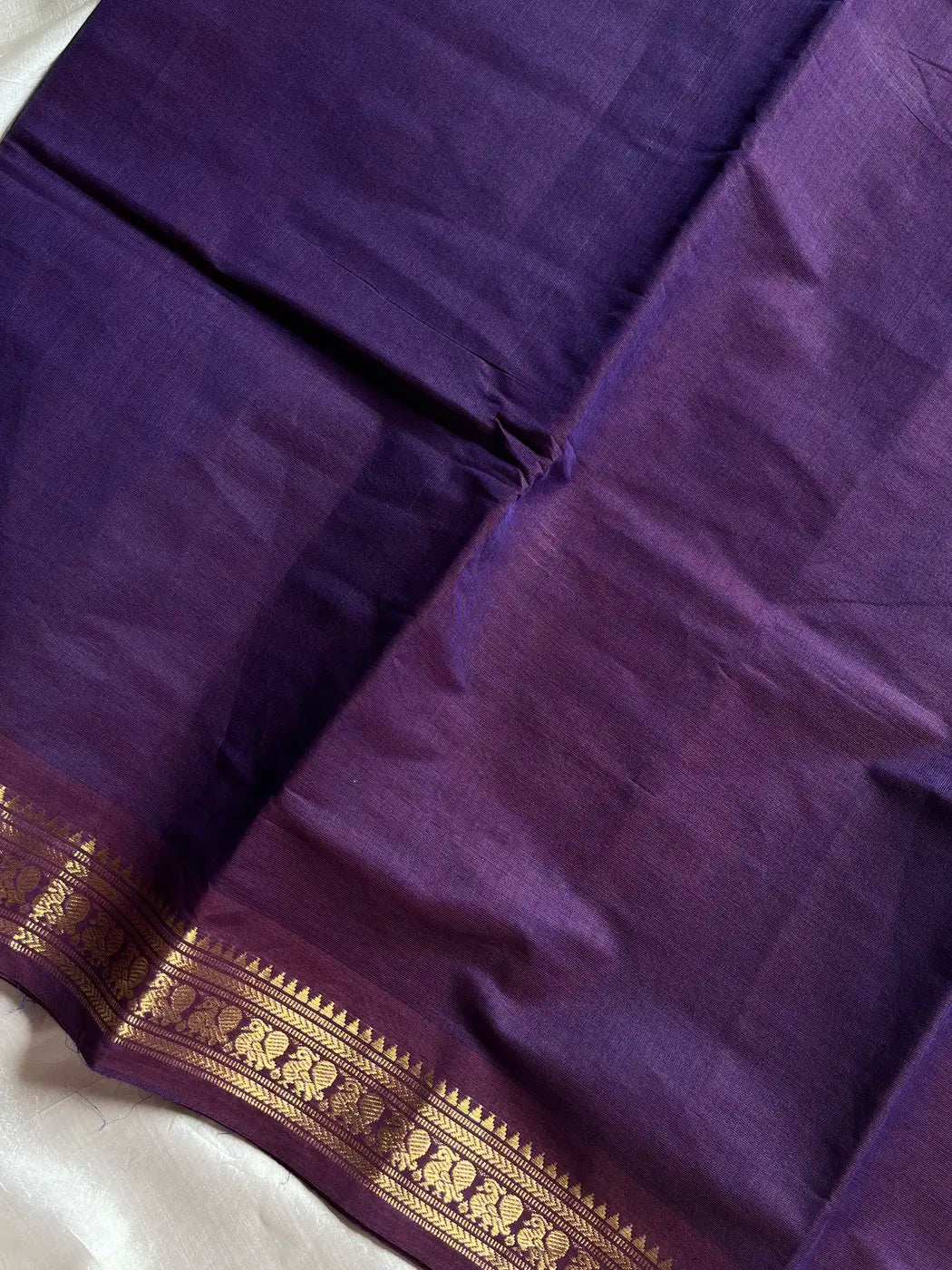 Minimal Border Edit - Royal Purple Kanchi Cotton Saree