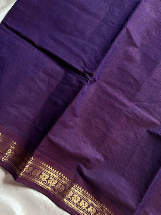 Minimal Border Edit - Royal Purple Kanchi Cotton Saree