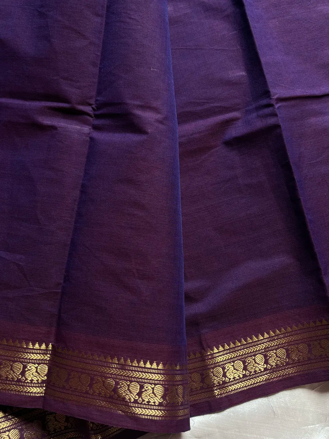 Minimal Border Edit - Royal Purple Kanchi Cotton Saree