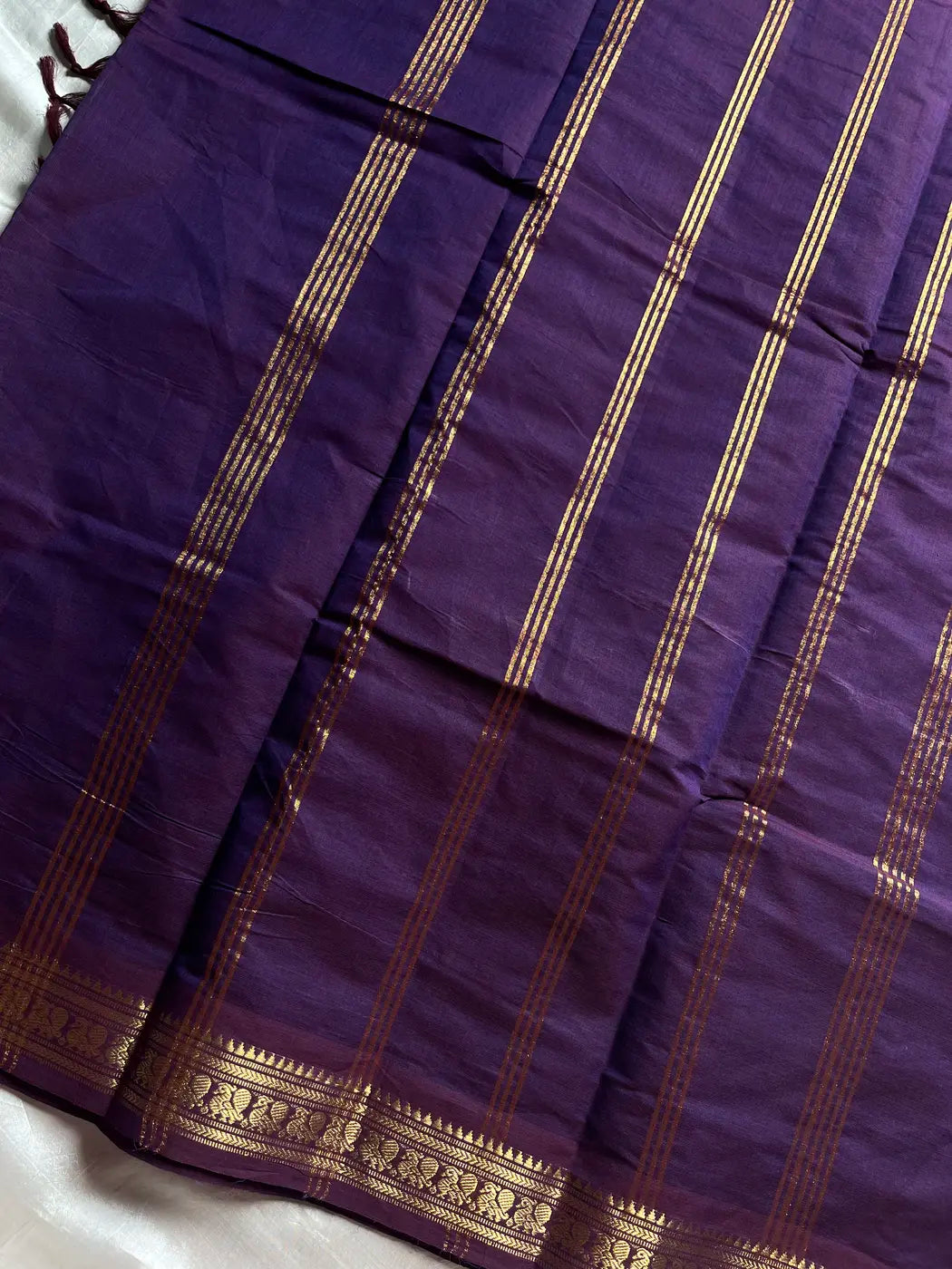 Minimal Border Edit - Royal Purple Kanchi Cotton Saree