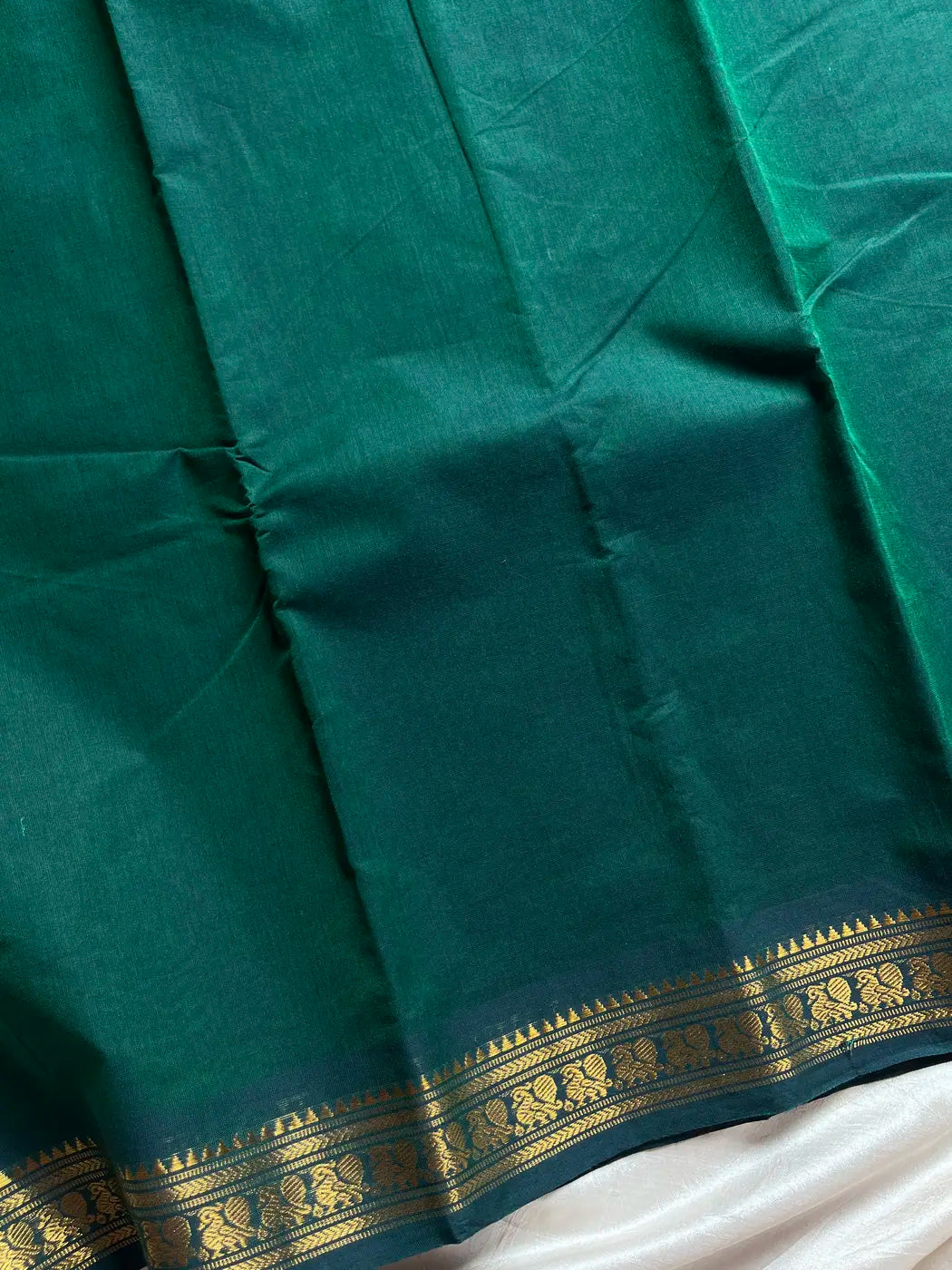 Minimal Border Edit - Dark green Kanchi Cotton Saree