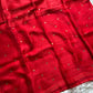 Red pure handloom Matka silk saree with gini weave and muslin pallu – House of Thansha