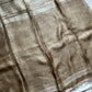 Silver-beige handloom matka silk saree with gini weave and sheer muslin pallu – House of Thansha