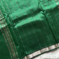 Emerald – Dark green Mangalagiri silk cotton saree with silver Nizam border | House of Thansha