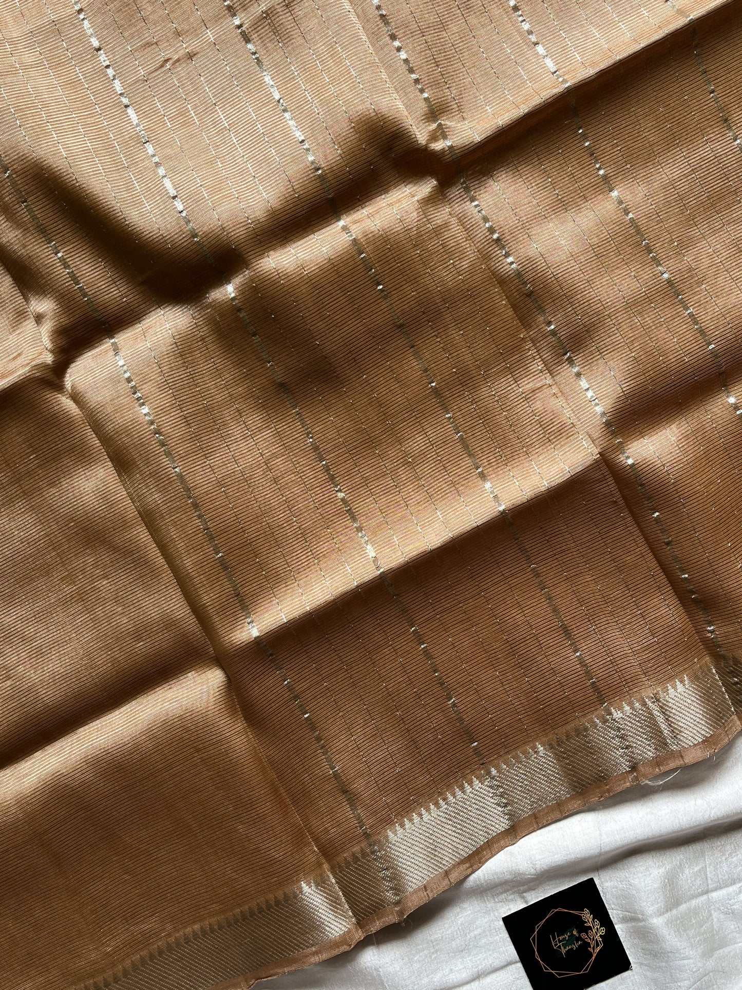 Sand Loom – Sand Mangalagiri silk cotton saree with silver Nizam border | House of Thansha