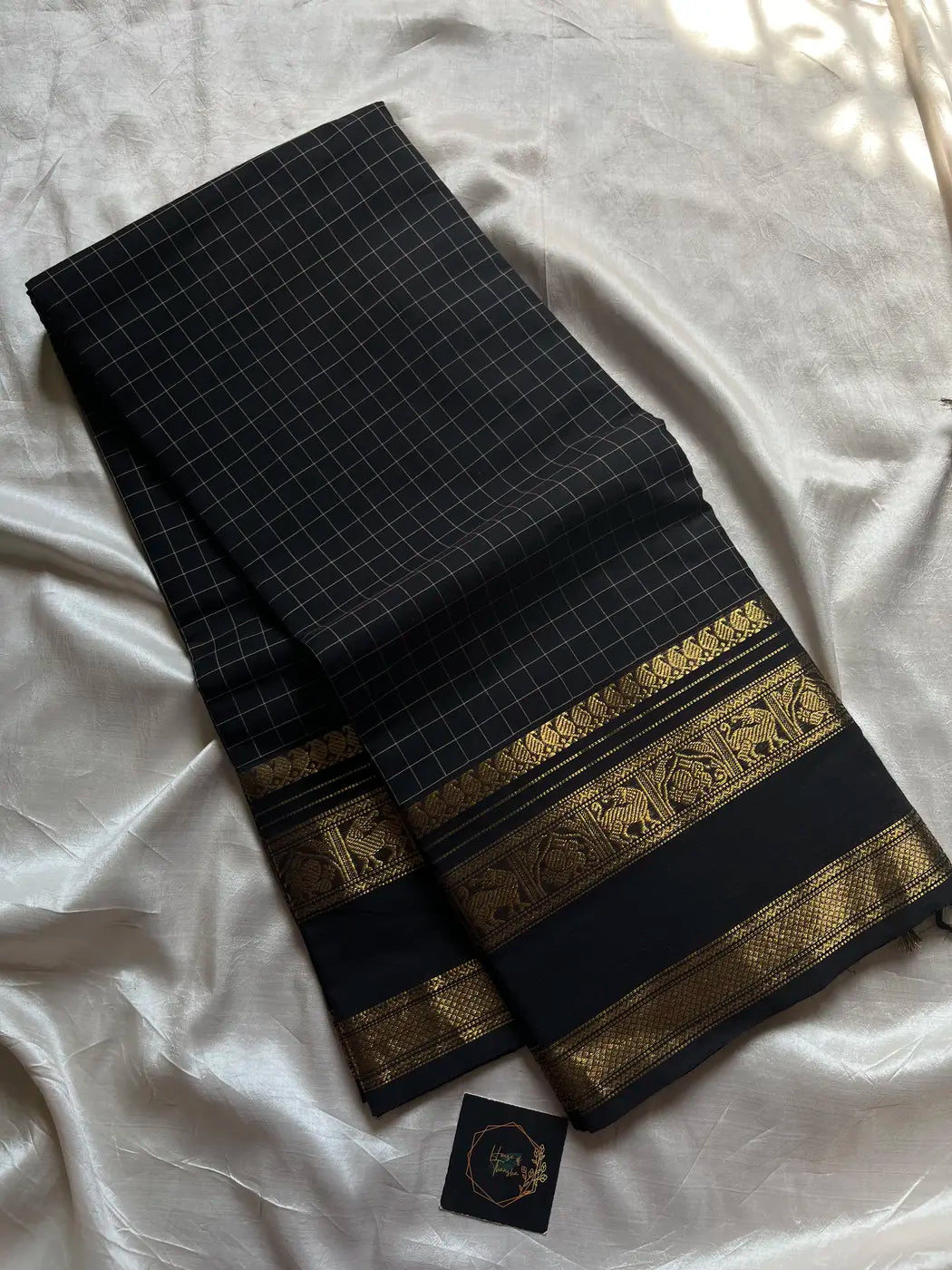 Kattam Edit – Black Checked Chettinadu Cotton Saree