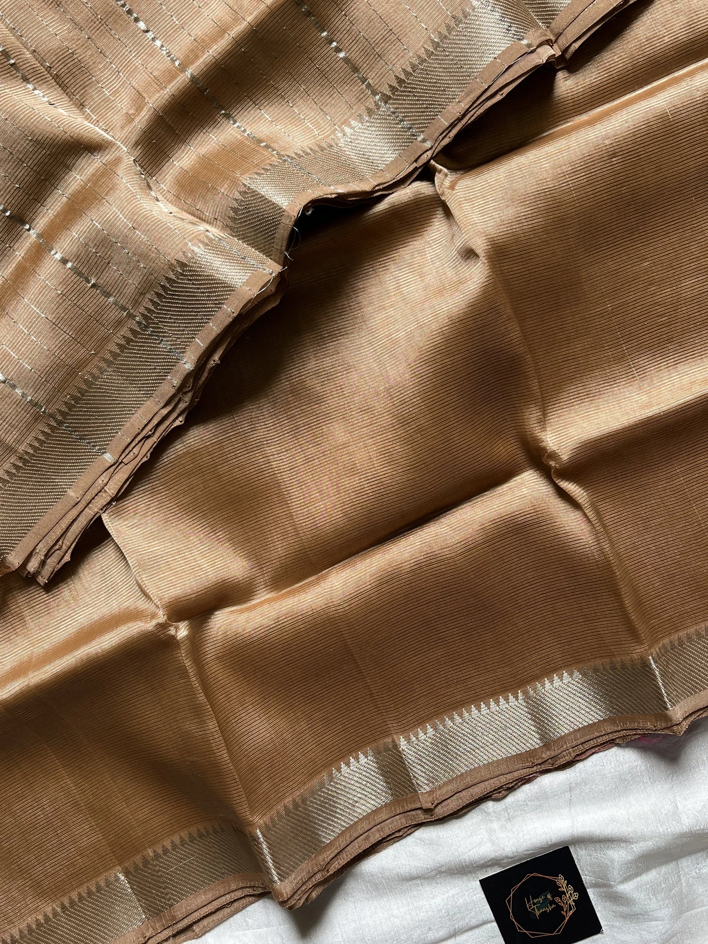 Sand Loom – Sand Mangalagiri silk cotton saree with silver Nizam border | House of Thansha