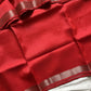 Red Mangalagiri silk cotton saree with Nizam zari border – Red Silence – House of Thansha