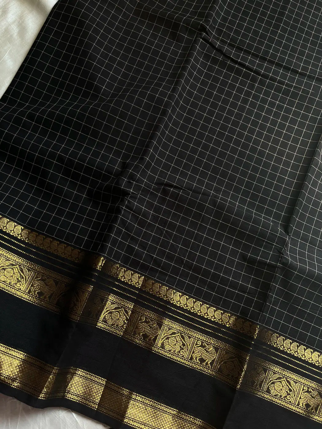 Kattam Edit – Black Checked Chettinadu Cotton Saree